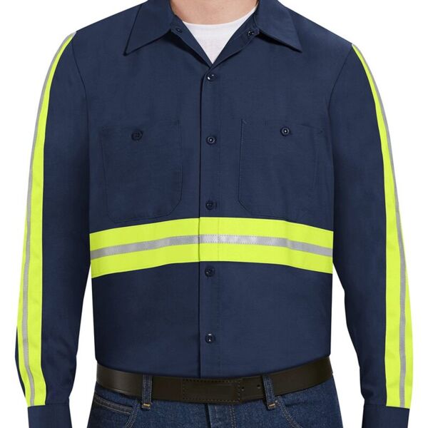 Men's Tall Industrial Enhanced-Visibility Long Sleeve Work Shirt Thumbnail